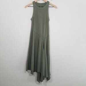 Aerie Cotton Asymmetrical Sleeveless Olive Green Dress Stretchy Size S